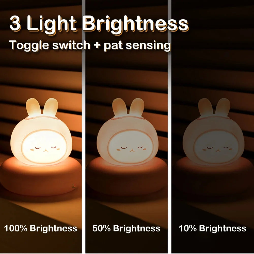 Veilleuse En Forme D'Animal Mignon, Nouveauté, 3 Niveaux, Variable, Veilleuse Pour Pépinière, Lampe De Table Rechargeable Par USB Pour L'Allaitement, Bébé En Bas Âge