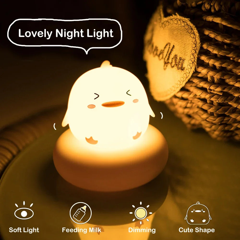 Veilleuse En Forme D'Animal Mignon, Nouveauté, 3 Niveaux, Variable, Veilleuse Pour Pépinière, Lampe De Table Rechargeable Par USB Pour L'Allaitement, Bébé En Bas Âge