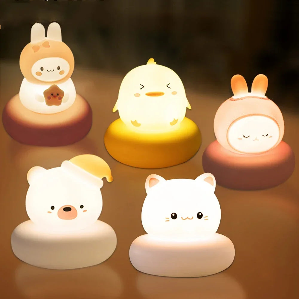 Veilleuse En Forme D'Animal Mignon, Nouveauté, 3 Niveaux, Variable, Veilleuse Pour Pépinière, Lampe De Table Rechargeable Par USB Pour L'Allaitement, Bébé En Bas Âge